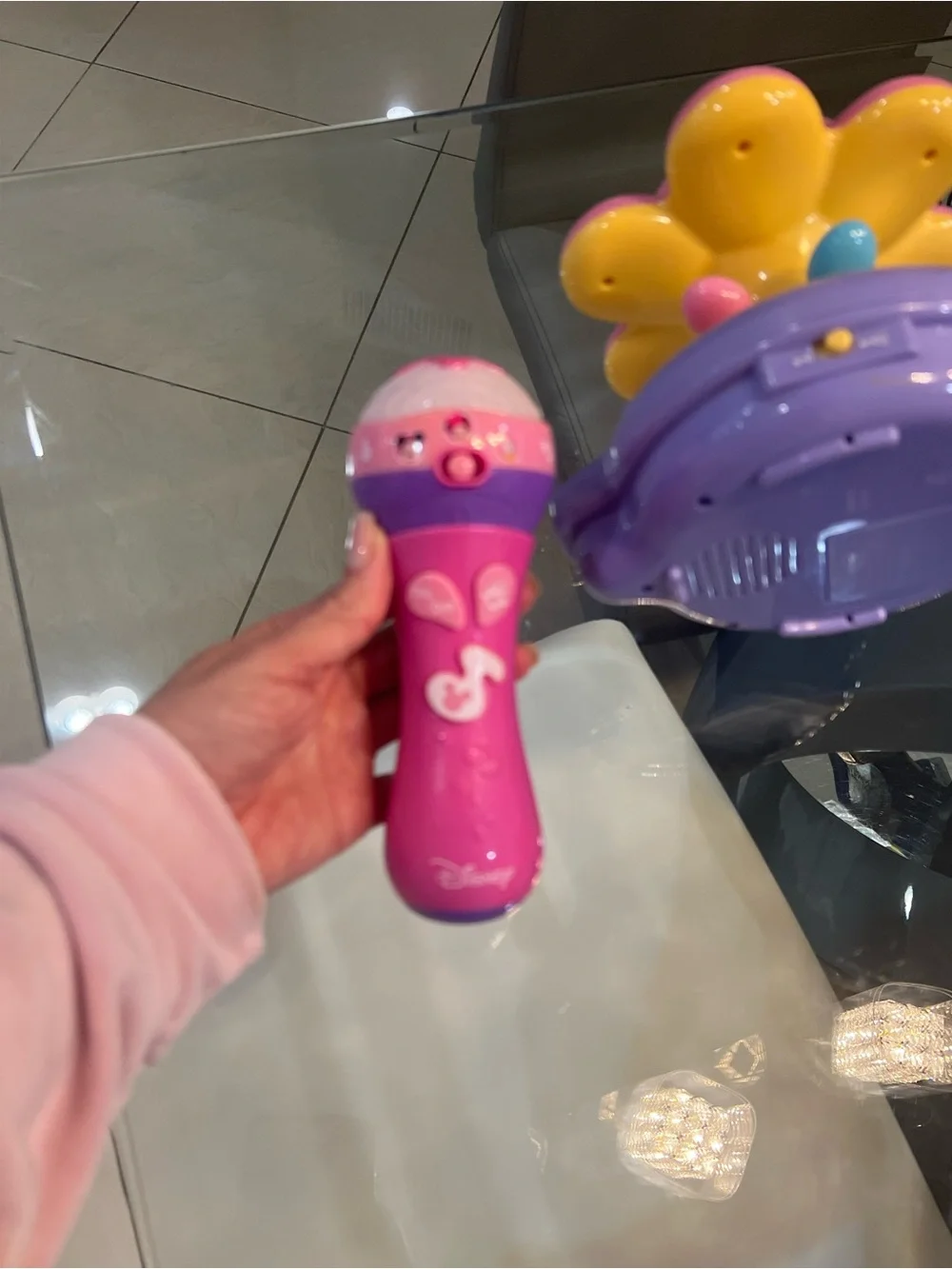 Disney Baby/Toddler Minnie Mouse Microphone + Musical spinning Toy bundle